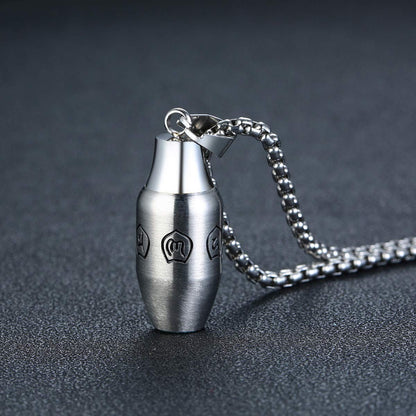 Rockyu 六字真言 遺骨ペンダント メンズ ステンレス 手元供養 ネックレス