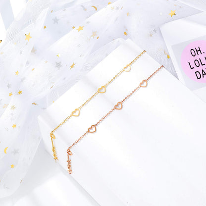 Rockyu ブレスレット レディース ハートモチーフ 18金メッキ チタン製チェーン 細めデザイン