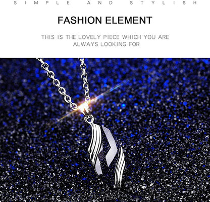 Rockyu ジュエリー チタン製 葉型ネックレス メンズ＆レディース兼用 シンプル青サファイア