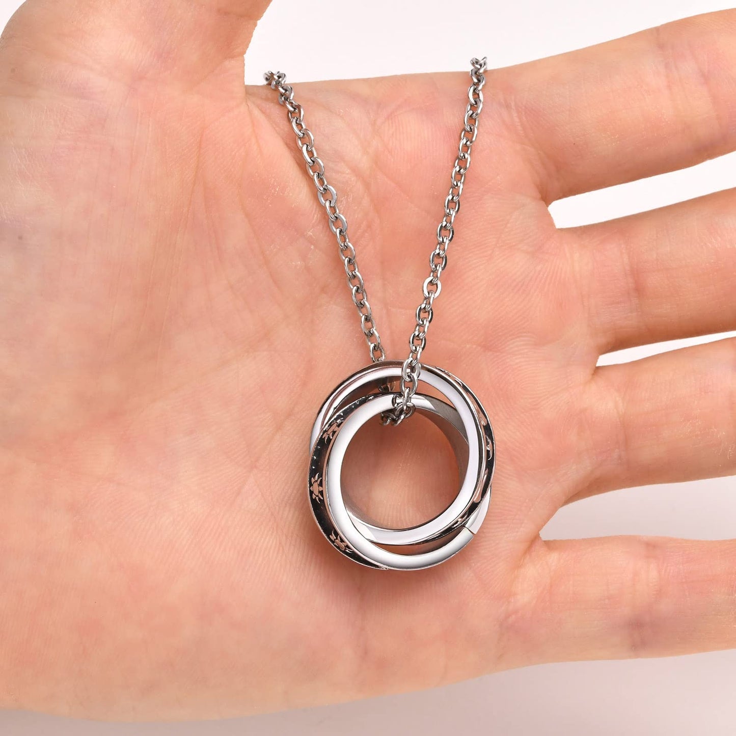 Rockyu ネックレス メンズ 月と太陽 ダブルリング ステンレス製 アレルギー対応 おしゃれペンダント