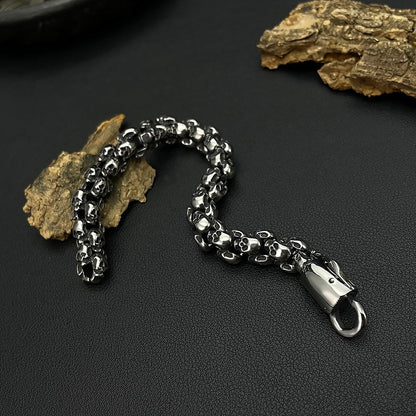 Rockyu ブレスレット メンズ シルバー ドクロチェーン ステンレス 金属アレルギー対応