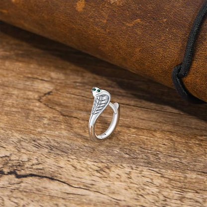 Rockyu ピアス メンズ ステンレス コブラモチーフ フープ シルバー 金属アレルギー対応 片耳用