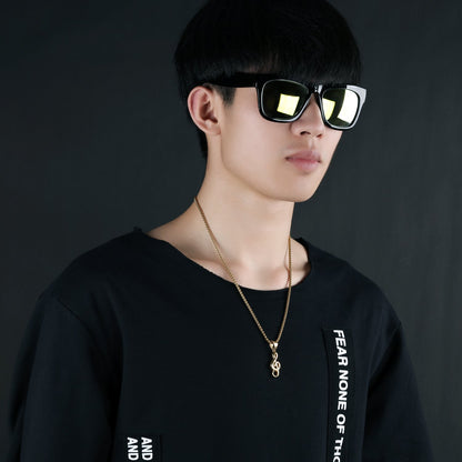 Rockyu 音符ペアネックレス【ステンレス＆シルバー｜メンズ・レディース対応】