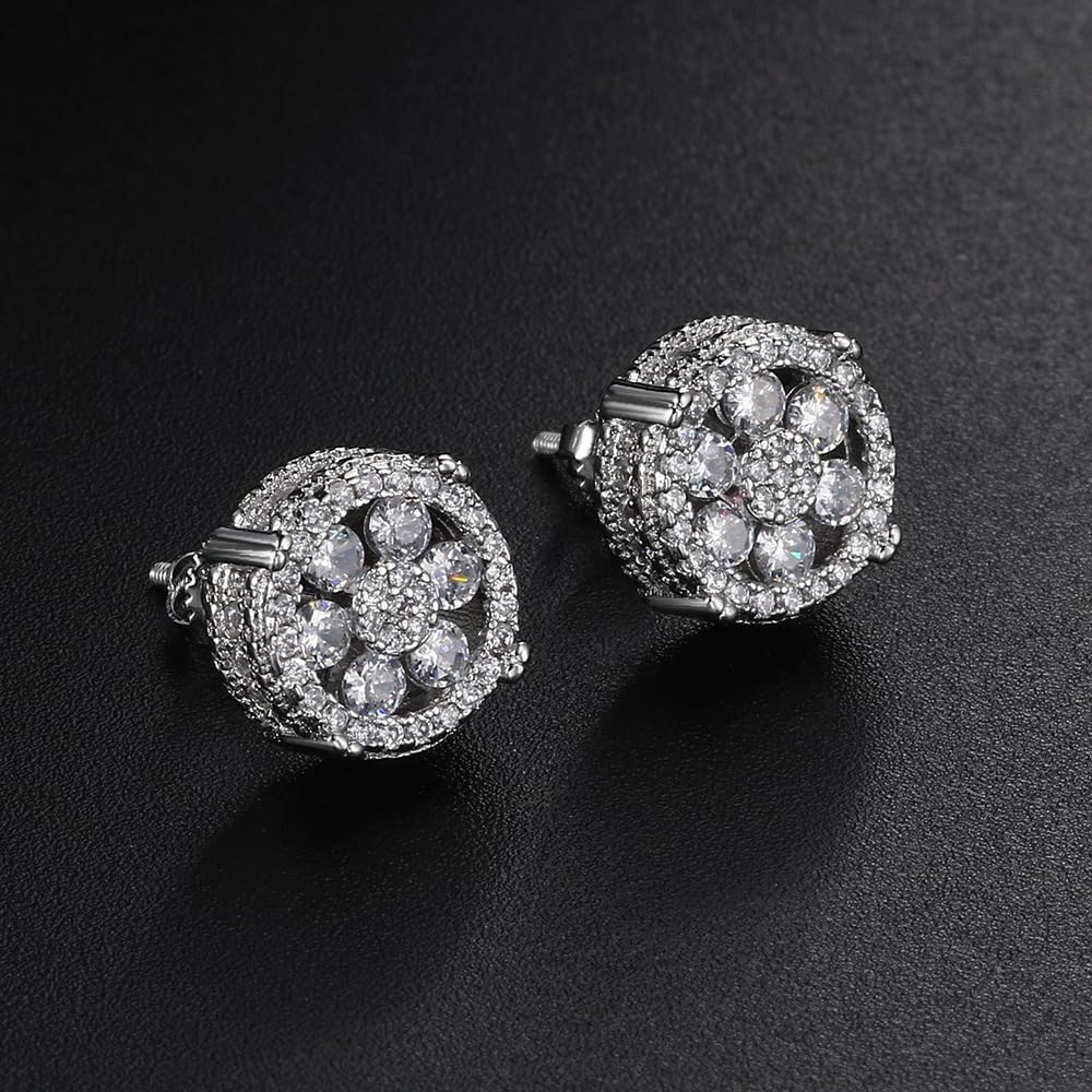 Rockyu ピアス メンズ ブランド 両耳 シルバー ゴールド 四本爪 円型 2.5mm ラウンド 3A級 czダイヤ ジルコニアピアス ネジ式 銅製 セカンドピアス つけっぱなし 金属アレルギー対応 男女兼用 かっこいい 誕生日 記念日 プレゼントアクセサリー