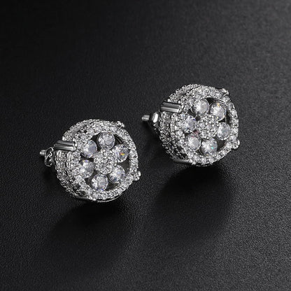 Rockyu ピアス メンズ ブランド 両耳 シルバー ゴールド 四本爪 円型 2.5mm ラウンド 3A級 czダイヤ ジルコニアピアス ネジ式 銅製 セカンドピアス つけっぱなし 金属アレルギー対応 男女兼用 かっこいい 誕生日 記念日 プレゼントアクセサリー