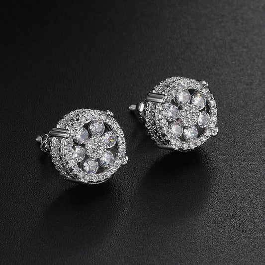 Rockyu ピアス メンズ ブランド 両耳 シルバー ゴールド 四本爪 円型 2.5mm ラウンド 3A級 czダイヤ ジルコニアピアス ネジ式 銅製 セカンドピアス つけっぱなし 金属アレルギー対応 男女兼用 かっこいい 誕生日 記念日 プレゼントアクセサリー