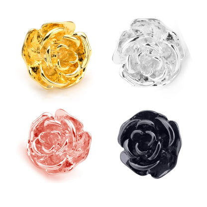 Rockyu ローズブローチ メンズ 花モチーフ 立体デザイン 合金 ゴールド/シルバー/ブラック