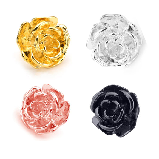 Rockyu ローズブローチ メンズ 花モチーフ 立体デザイン 合金 ゴールド/シルバー/ブラック