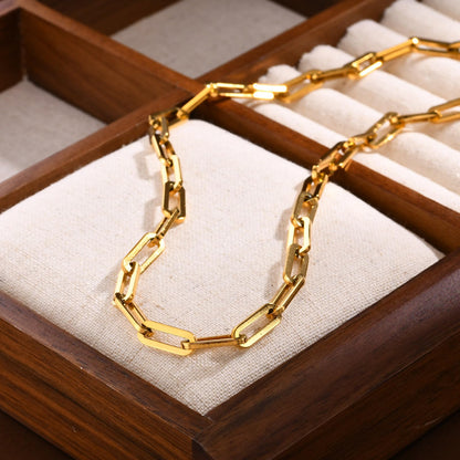 Rockyu ネックレス レディース メンズ ペーパークリップチェーン 幅0.5cm 長さ40〜45cm ゴールド/シルバー