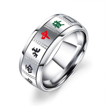 Rockyu 麻雀リング メンズ ステンレス製｜シルバー＆ゴールドのユニークアクセサリー