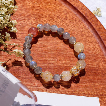 幸運を引き寄せる天然石ブレスレット｜ブルークリスタル＆ルチルクォーツの華やぎ