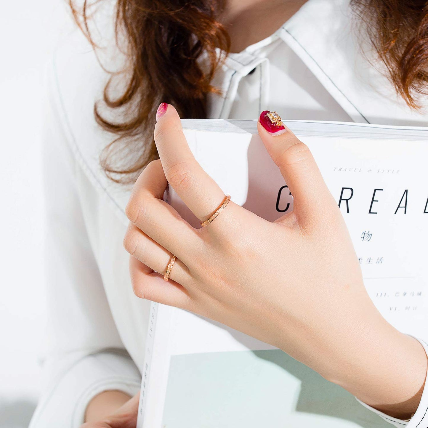 Rockyu チタンリング レディース 細身 2mm シルバー・ゴールド・ピンクゴールド アレルギー対応 指輪