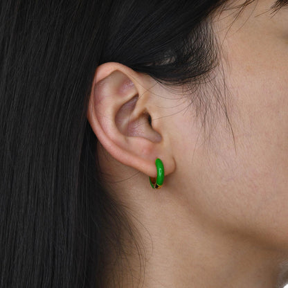 Rockyu レディース フープピアス 3色セット｜14.4mm 小さめ カラーエナメル フープ｜金属アレルギー対応 ステンレス製 18金コーティング