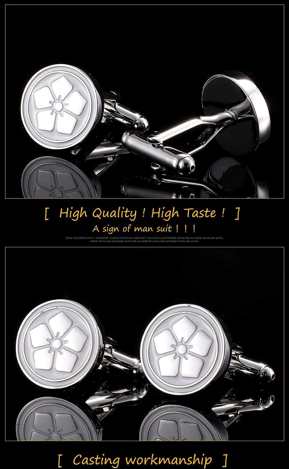 Rockyu 桜花カフス メンズ シルバー ラウンドカフス 鏡面仕上げ フラワーモチーフ