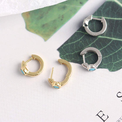 Rockyu ピアス レディース シルバー925 ターコイズ フープリング 両耳用 ジュエリー