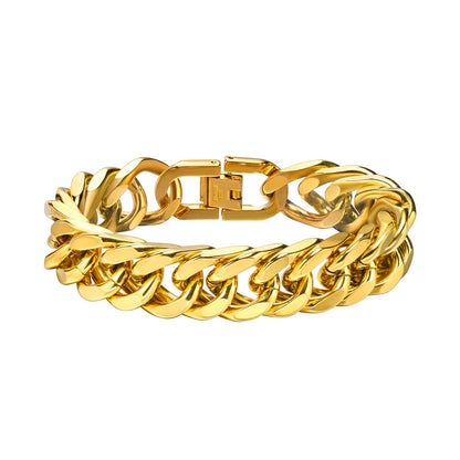 Rockyu メンズ 喜平チェーンブレスレット 太め ステンレス 黒・シルバー・ゴールド 金属アレルギー対応