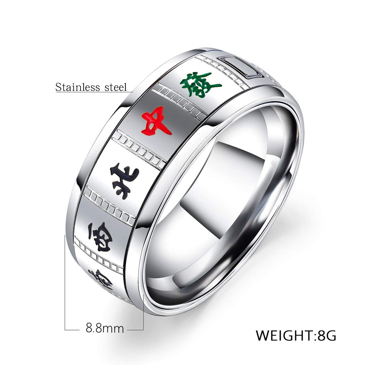 Rockyu 麻雀リング メンズ ステンレス製｜シルバー＆ゴールドのユニークアクセサリー