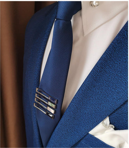 Rockyu ネクタイピン メンズ 誕生石＆天然貝インレイ 水色石 青砂石 パールシェル 黒蝶貝 5cm ビジネス フォーマル