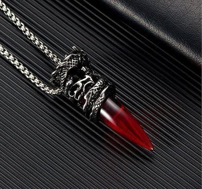Rockyu メンズネックレス ドラゴンペンダント 牙モチーフ ステンレス製 金属アレルギー対応
