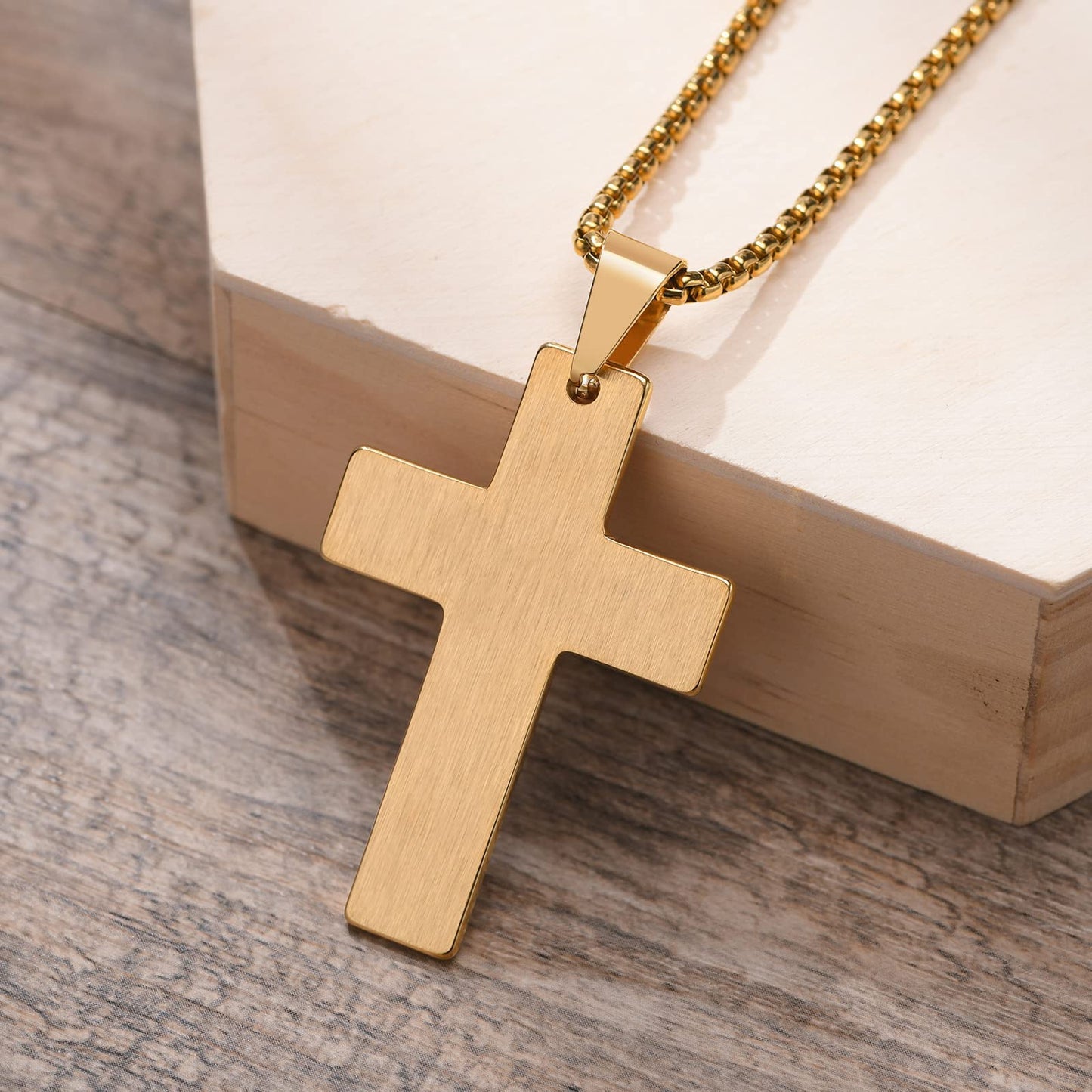 Rockyu クロスネックレス ステンレス メンズ ゴールド ブラック シルバー ペンダント