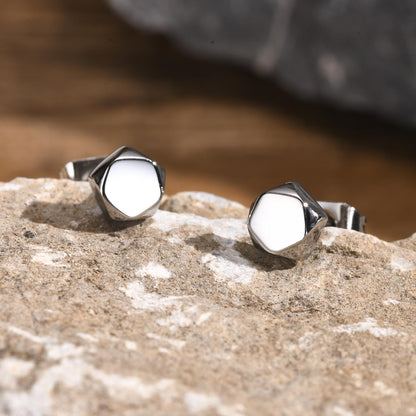 Rockyu メンズ ピアス ステンレス 多面カット シンプルデザイン ブラック 金属アレルギー対応