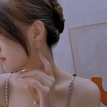 Rockyu ピアス レディース ゴールド ビーズデザイン ステンレス鋼 金属アレルギー対応 スタッドピアス 四角・三角・ハート 18Kメッキ