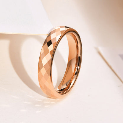 Rockyu タングステン リング メンズ 多面カット ゴールド シルバー ピンクゴールド おしゃれ 指輪