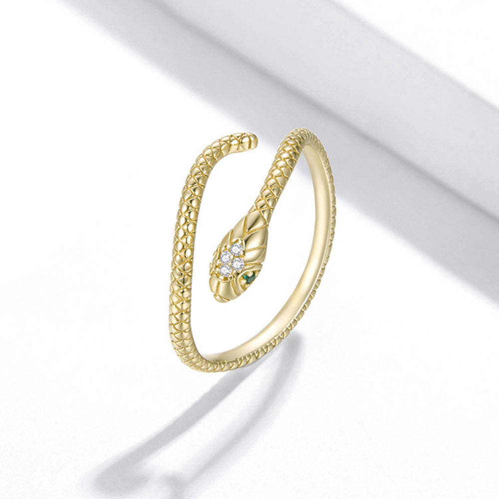 Rockyu スネークリング レディース フリーサイズ シルバー925 蛇指輪 4色展開 金属アレルギー対応