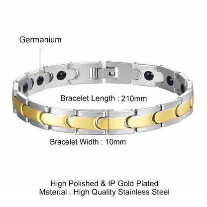 Rockyu ネックレス メンズ レディース ステンレス ゲルマニウム シルバーゴールド チェーン 幅10mm チョーカー アクセサリー