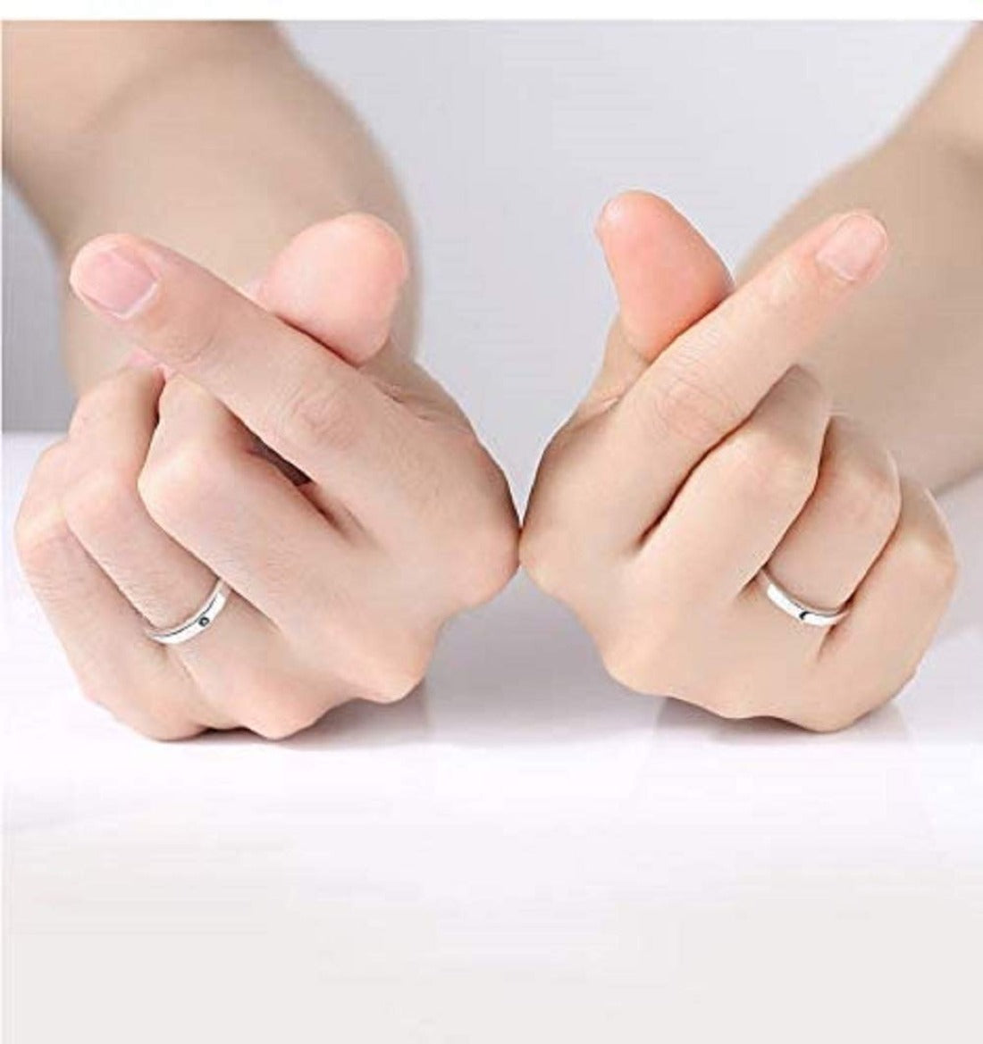 Rockyu 月と太陽の刻印リング ペア風デザイン フリーサイズ シルバー925指輪