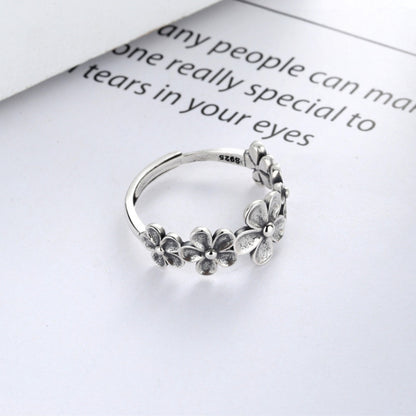 Rockyu 菊花モチーフリング レディース シルバー925 ヴィンテージ調 フリーサイズ