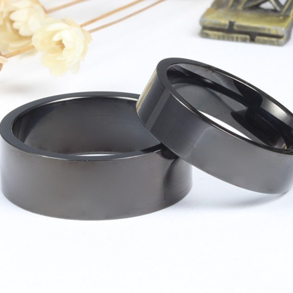 Rockyu 指輪 ステンレス製 6mm 8mmリング ブラック ゴールド シルバー 鏡面仕上げ 金属アレルギー対応