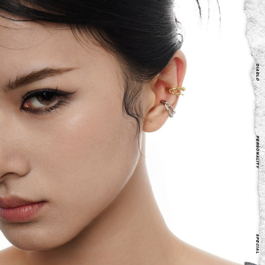 Rockyu ピアス レディース シルバー925 二連風 ノンホール フェイクピアス 金属アレルギー対応