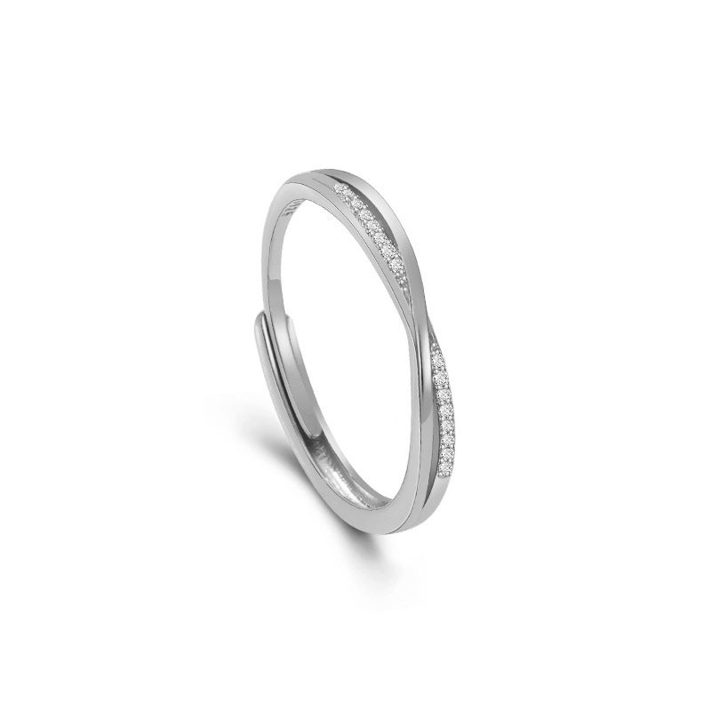 Rockyu レディース フリーサイズ クロスリング｜18Kコーティング ピンクゴールド＆ジルコニア 指輪