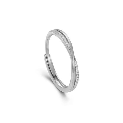 Rockyu レディース フリーサイズ クロスリング｜18Kコーティング ピンクゴールド＆ジルコニア 指輪