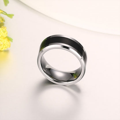 Rockyu タングステンリング メンズ 6mm ブラックエナメル シルバーアクセサリー 金属アレルギー対応