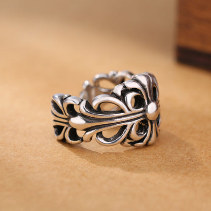 Rockyu ファッション アクセサリー ステンレス リング 指輪 メンズ ステンレス ロック レトロ アンティーク風 プレゼント