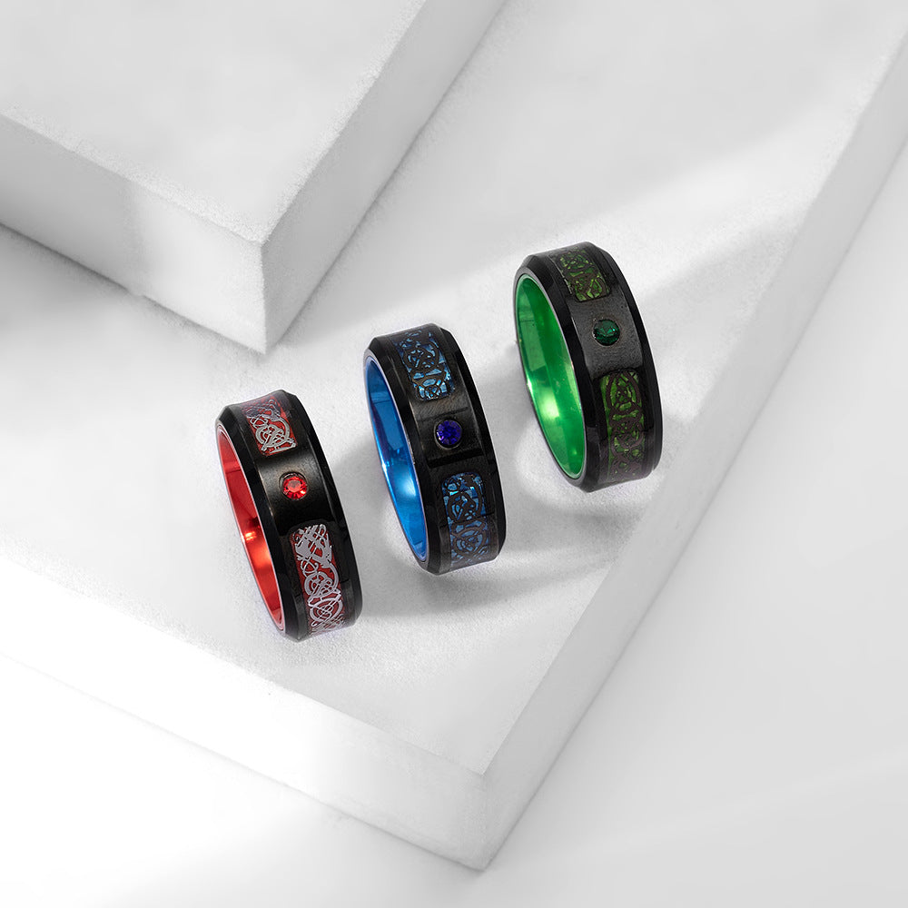 Rockyu タングステンリング メンズ 龍紋デザイン おしゃれ 幅8mm 指輪