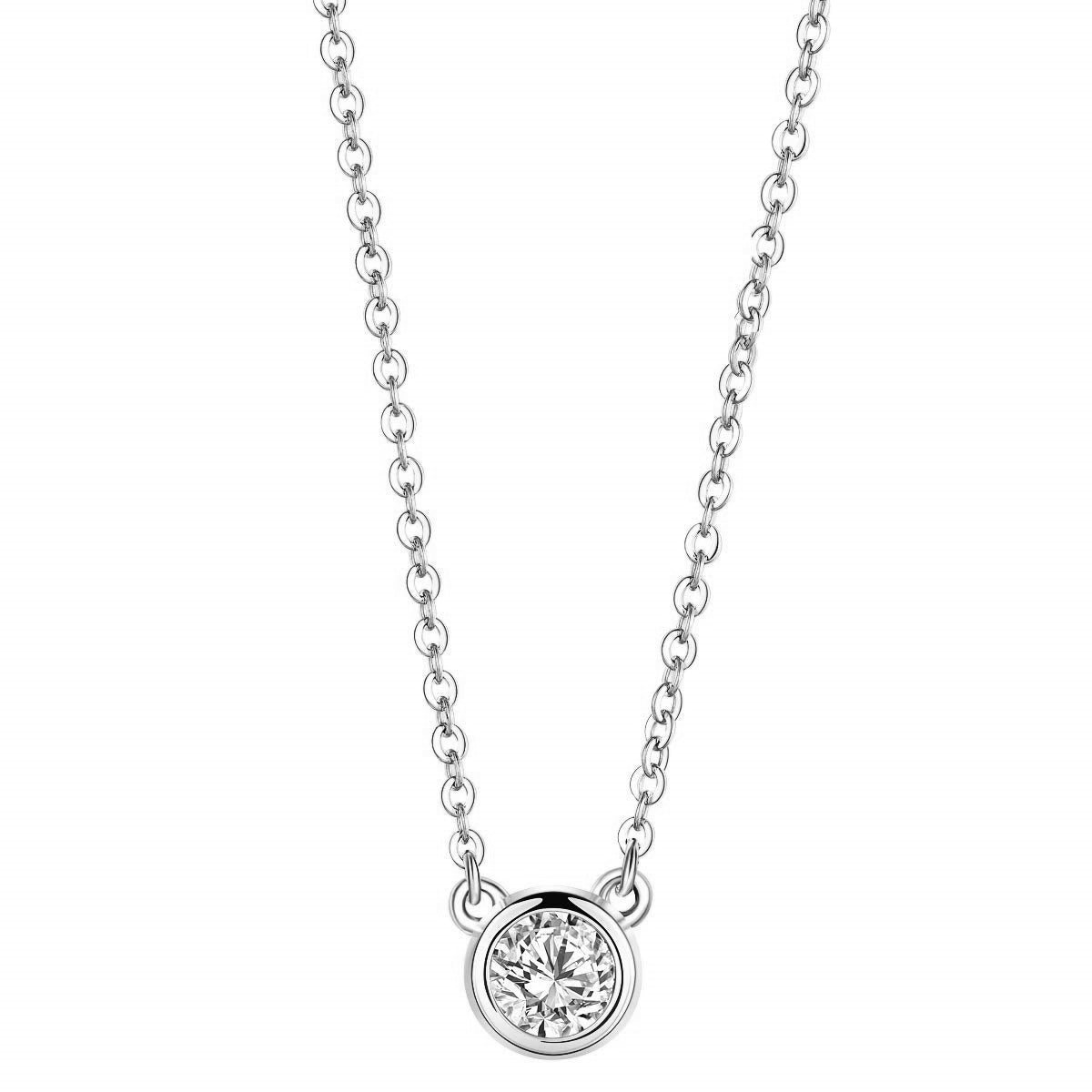 Rockyu ネックレス レディース S925 ピンクゴールド 小粒CZダイヤ シンプル エレガント ペンダント