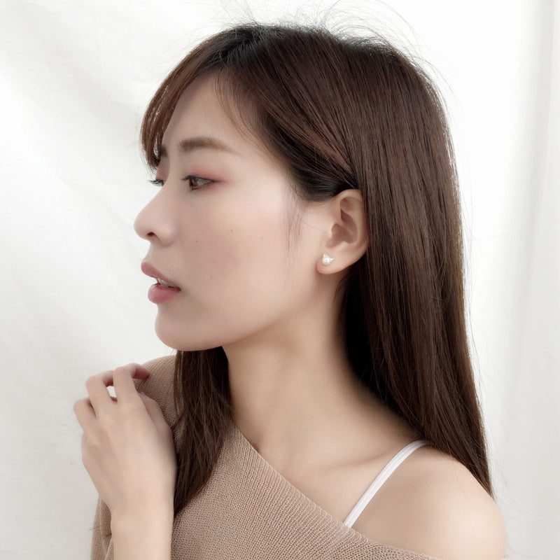 Rockyu 猫耳パールピアス レディース シルバー プチサイズ 可愛いアクセ