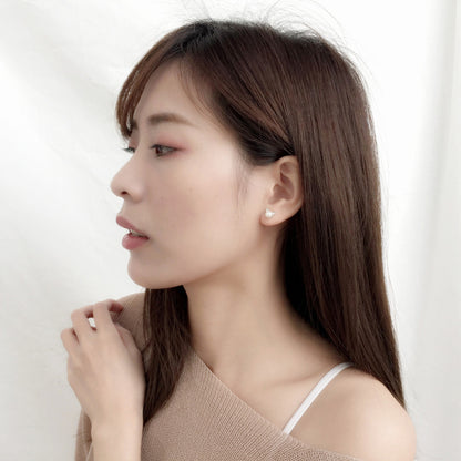 Rockyu 猫耳パールピアス レディース シルバー プチサイズ 可愛いアクセ