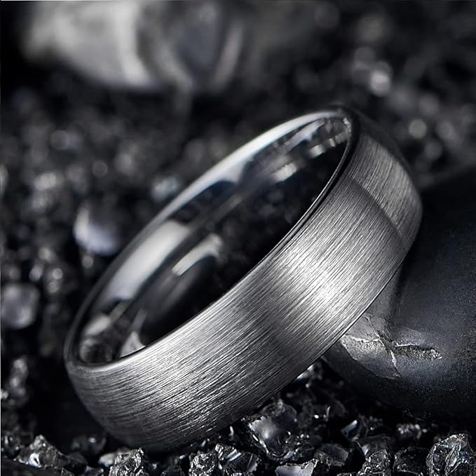 マット甲丸タングステンリング｜Rockyu 男女兼用 6mm/8mm 高耐久シンプル指輪 IPメッキ仕上げ