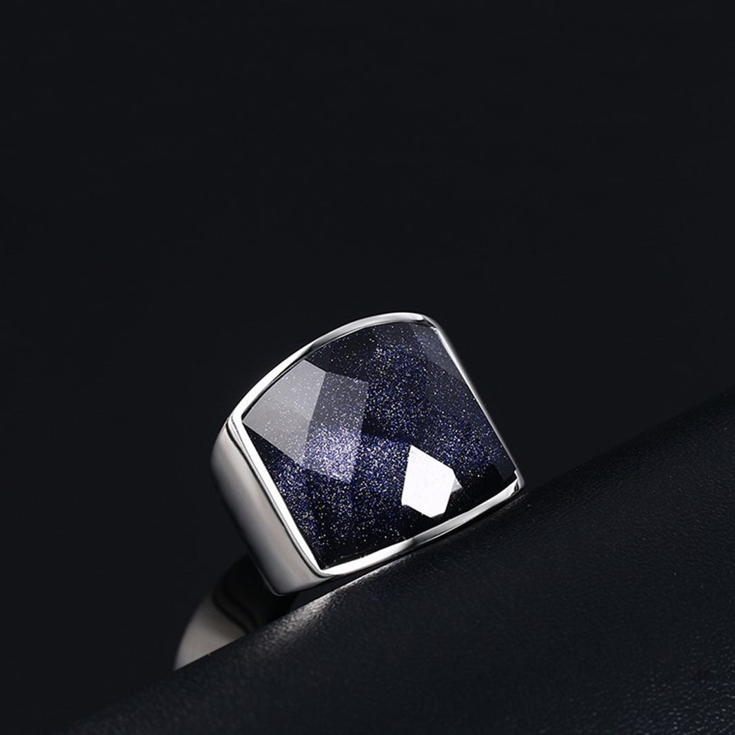 ワイドストーン印台リング｜Rockyu ステンレス製 メンズ＆ユニセックス ファッションリング 多彩な煌めきで個性を演出