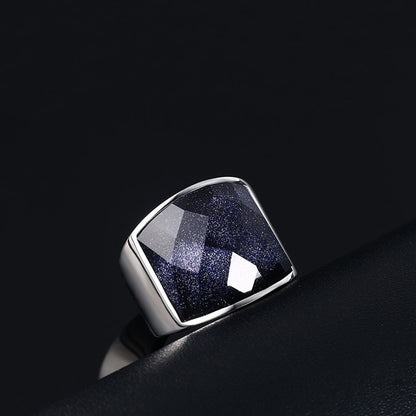 ワイドストーン印台リング｜Rockyu ステンレス製 メンズ＆ユニセックス ファッションリング 多彩な煌めきで個性を演出