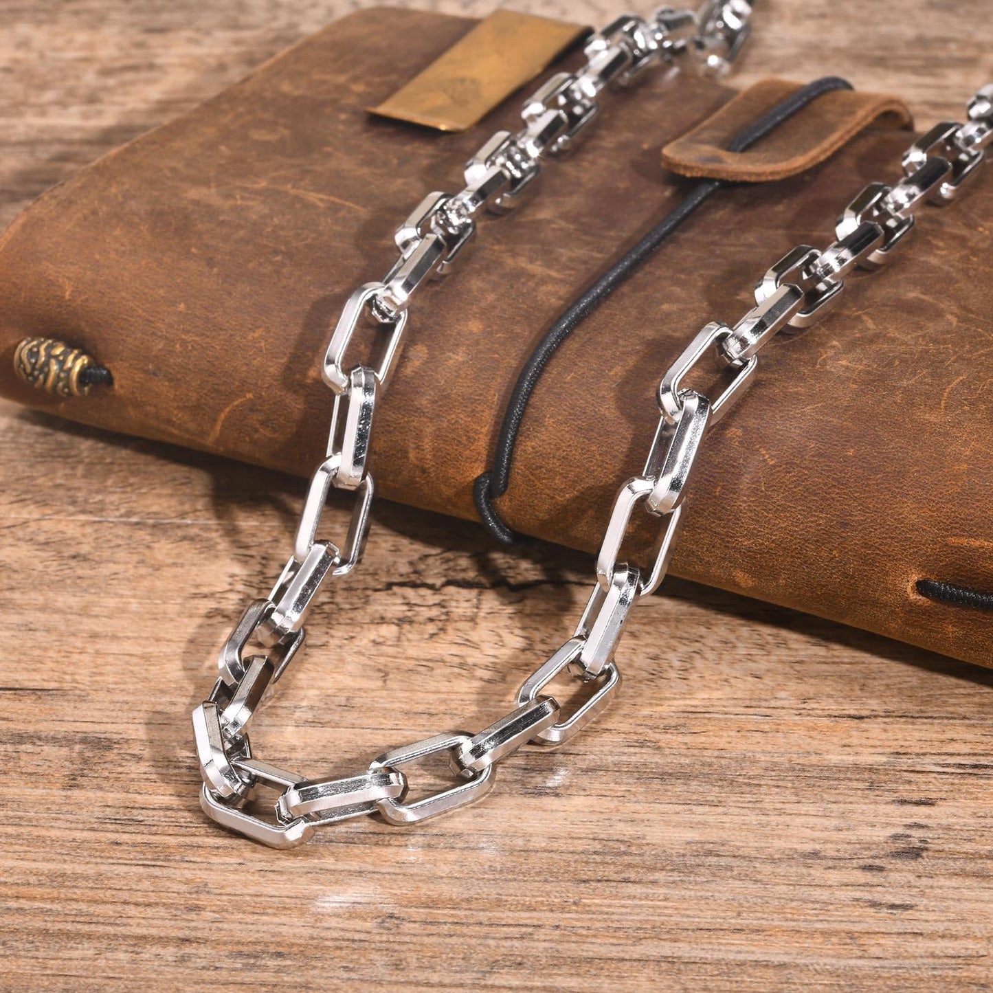 オーバルリンクチェーンネックレス｜メンズ ステンレス製 太め9.2mm シルバー 55cm