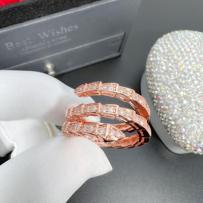 Rockyu スネークリング レディース フリーサイズ ジルコニア 蛇指輪 金属アレルギー対応