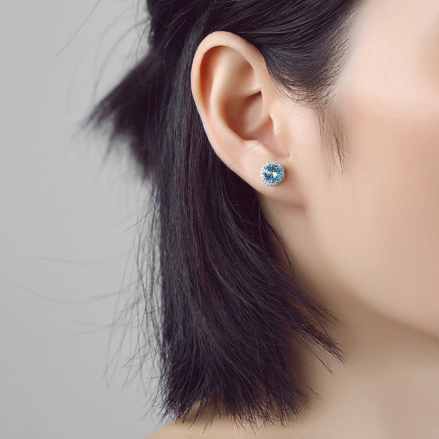 Rockyu ピアス レディース スタッド 一粒ジルコニア 丸型 シルバー キャッチ付き