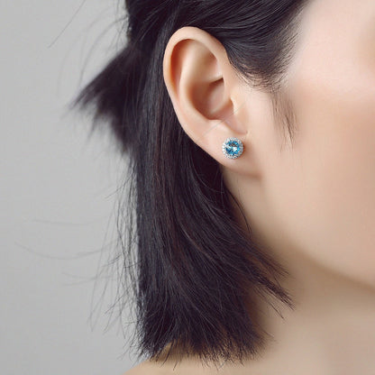 Rockyu ピアス レディース スタッド 一粒ジルコニア 丸型 シルバー キャッチ付き