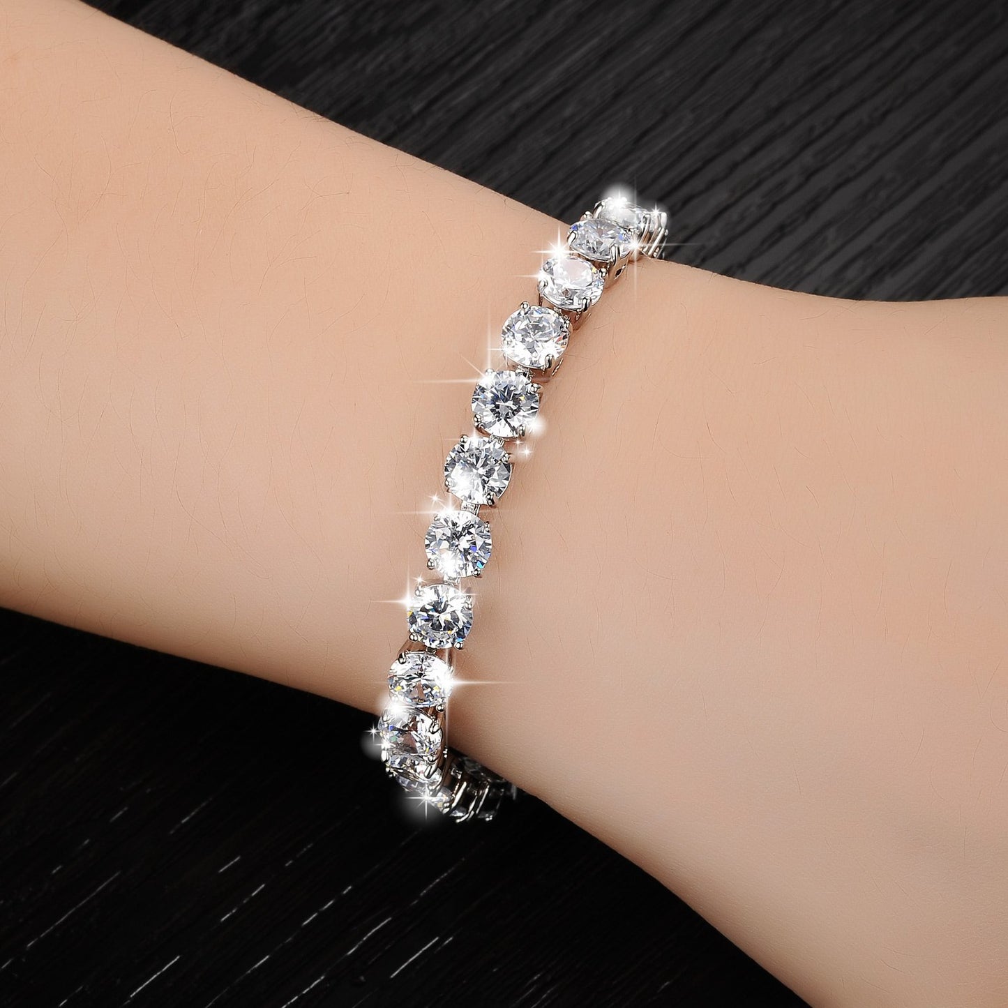 Rockyu レディース テニスブレスレット 5Aジルコニア 豪華バングル ギフトに最適