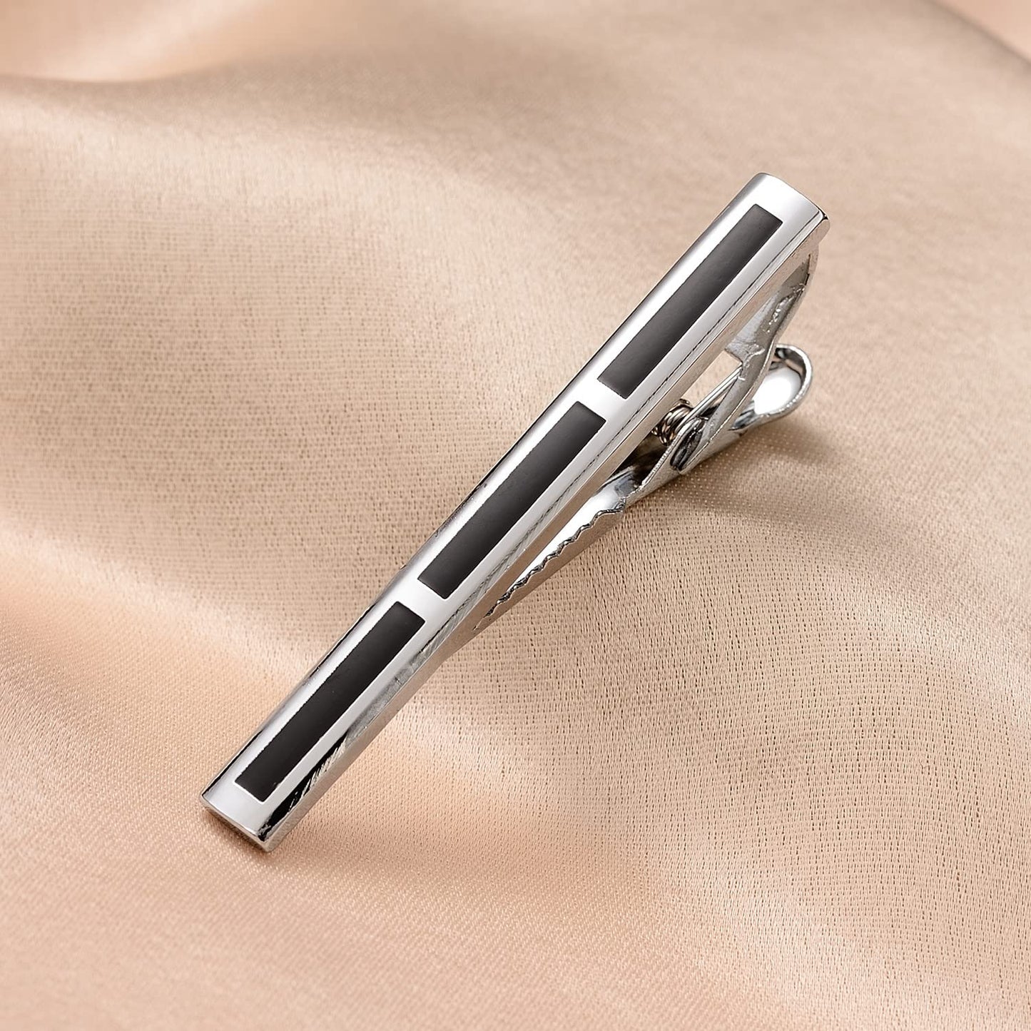 Rockyu ネクタイピン 4本セット シルバー タイバーネクタイピン 透かし彫りデザイン ギフトボックス付き